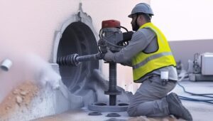 ورشة عمل لتخريم الخرسانة بالكور